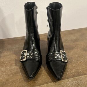 Black Ankle Boots with Buckle Detail